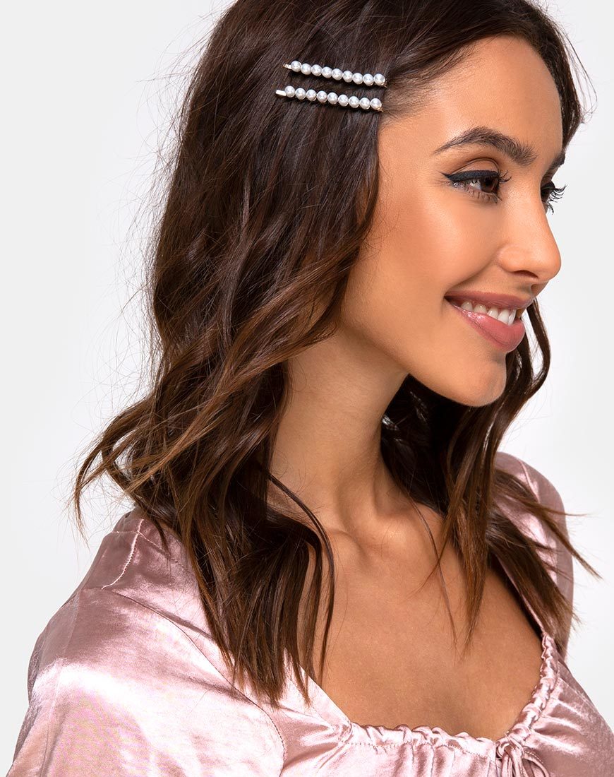 Set de perlas para el pelo en plata