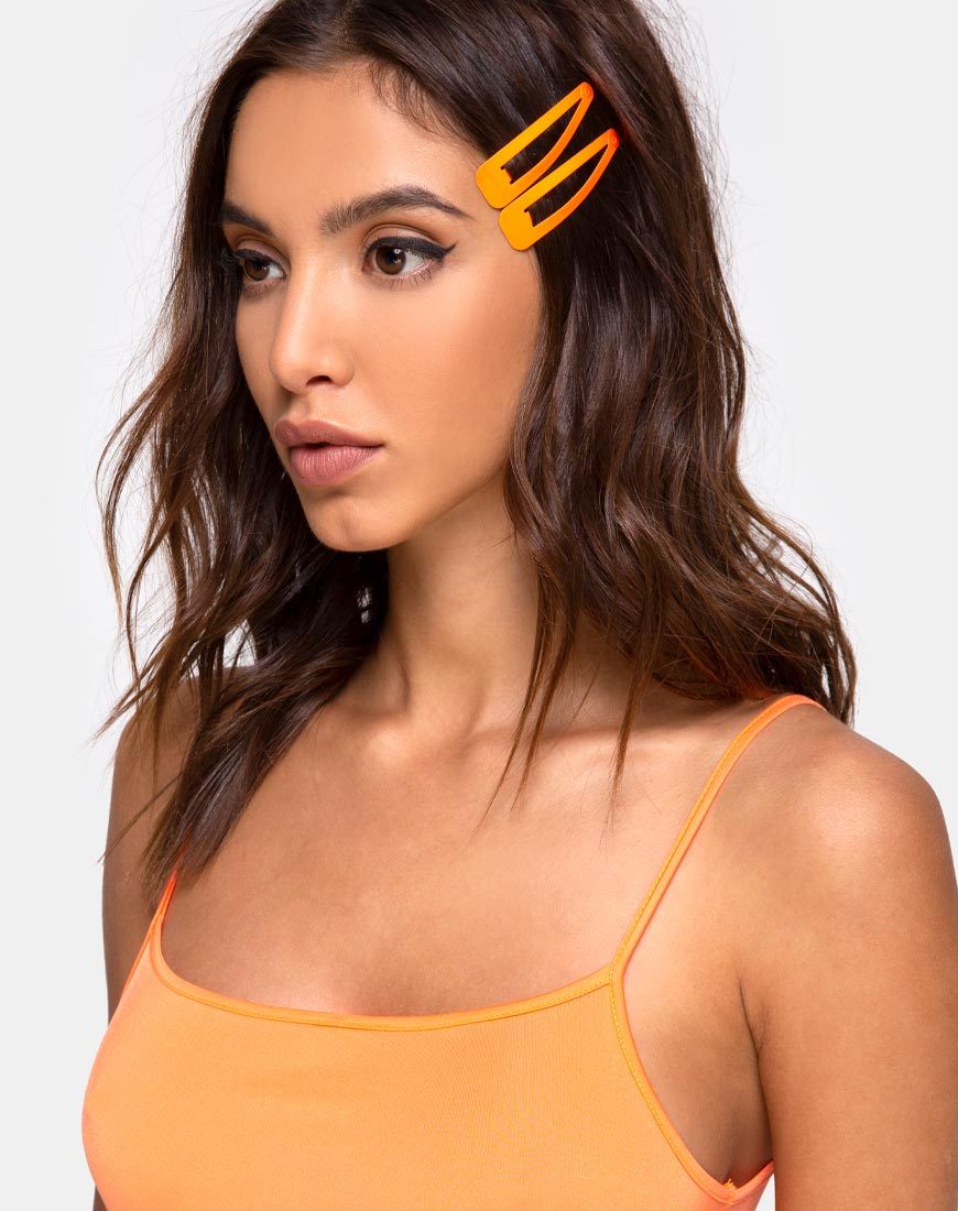 Image of Juego de pinzas para el pelo de neón en naranja