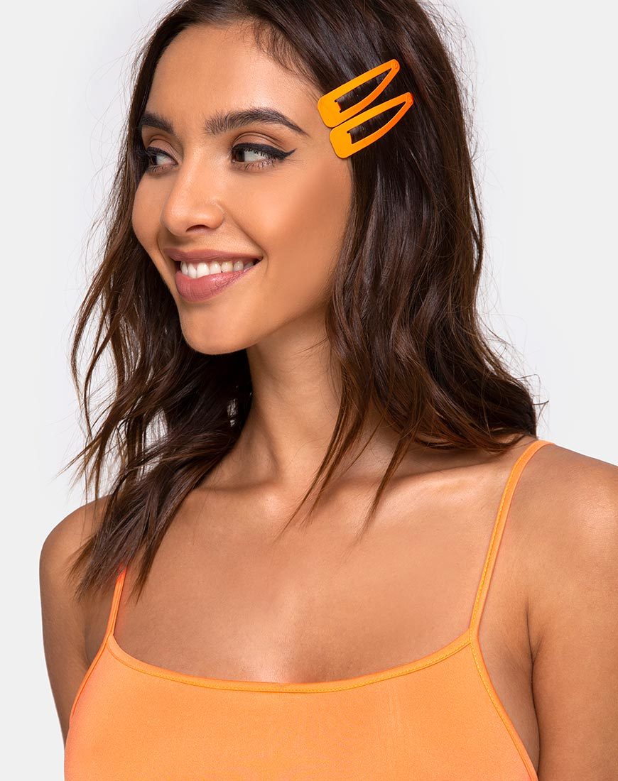 Set de pinzas para el pelo de neón en naranja