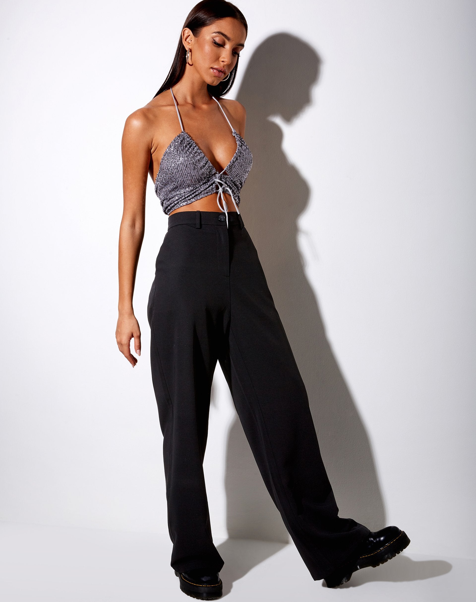 Imagen de Halpi Crop Top en Drape Sequin Plata