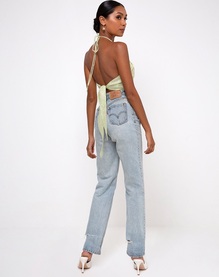 Imagen de Haltri Crop Top Satén Cebra Pistacho