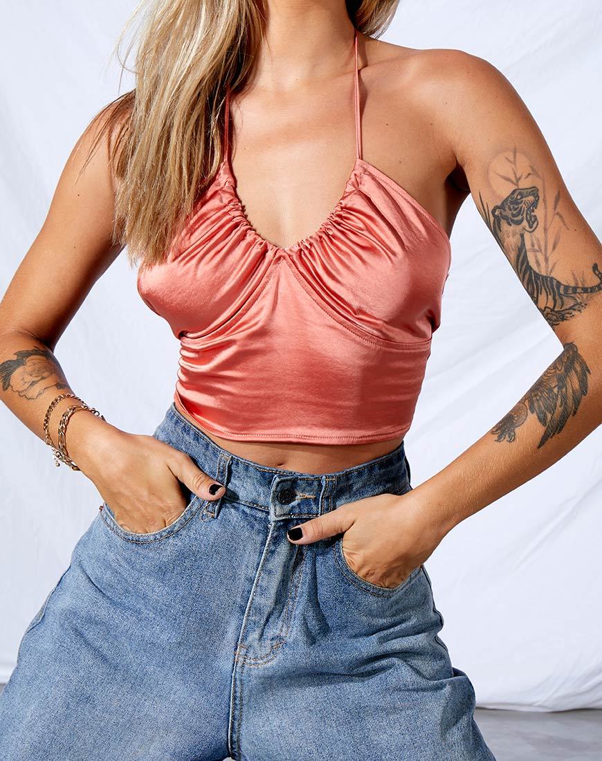 Imagen de Haltri Crop Top en Satén Coral