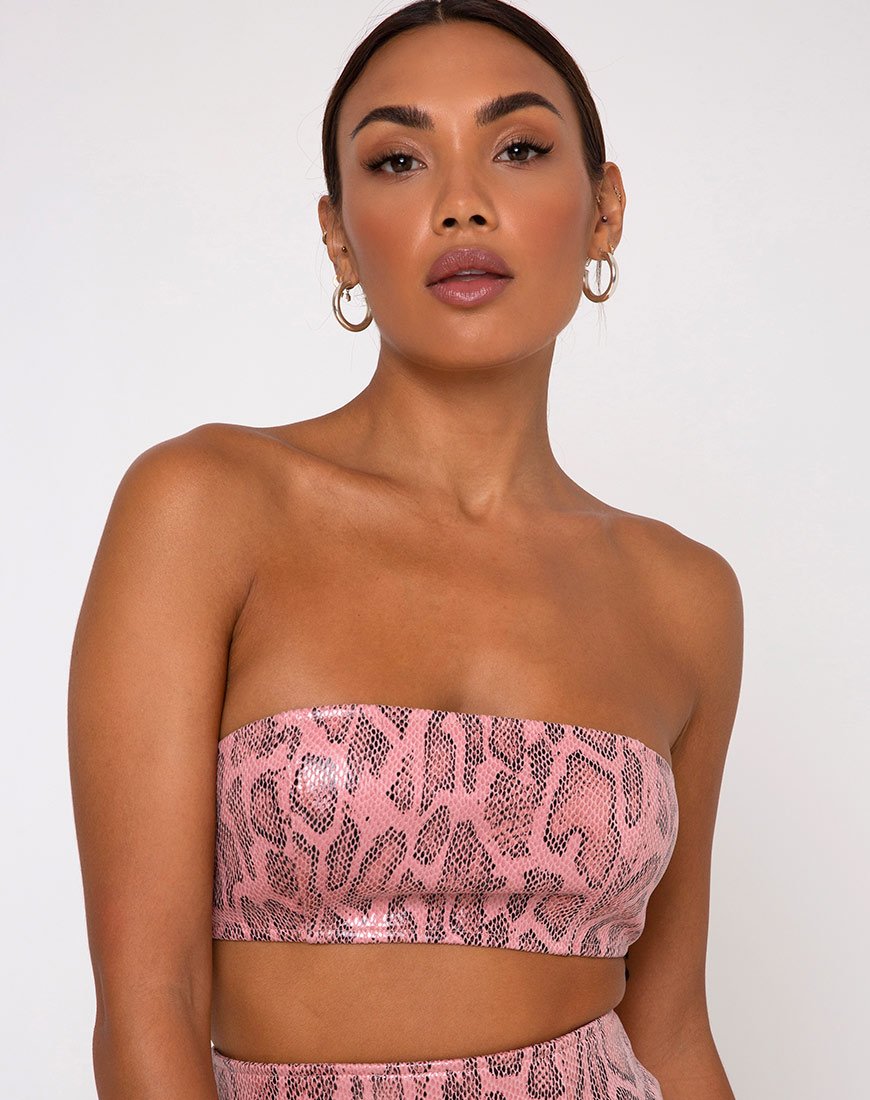 Haney Top en PU serpiente rosa