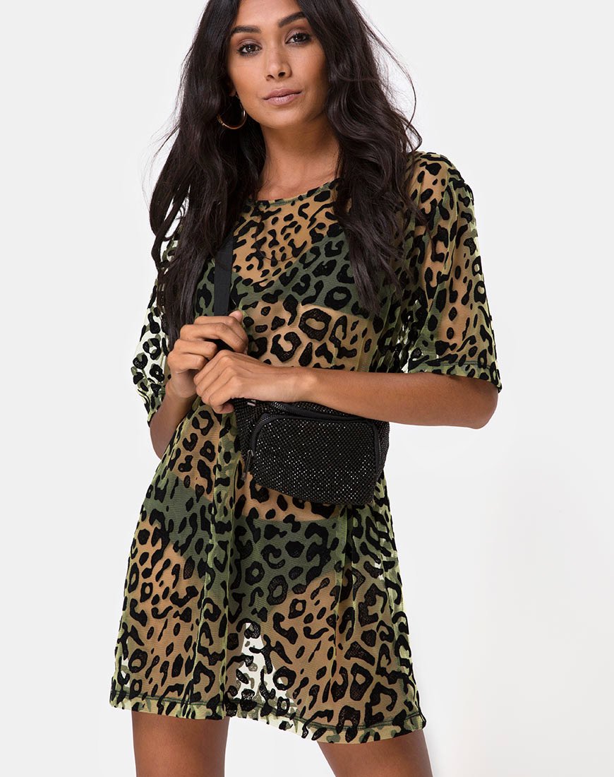 Imagen del vestido Harlow en flocado animal lima