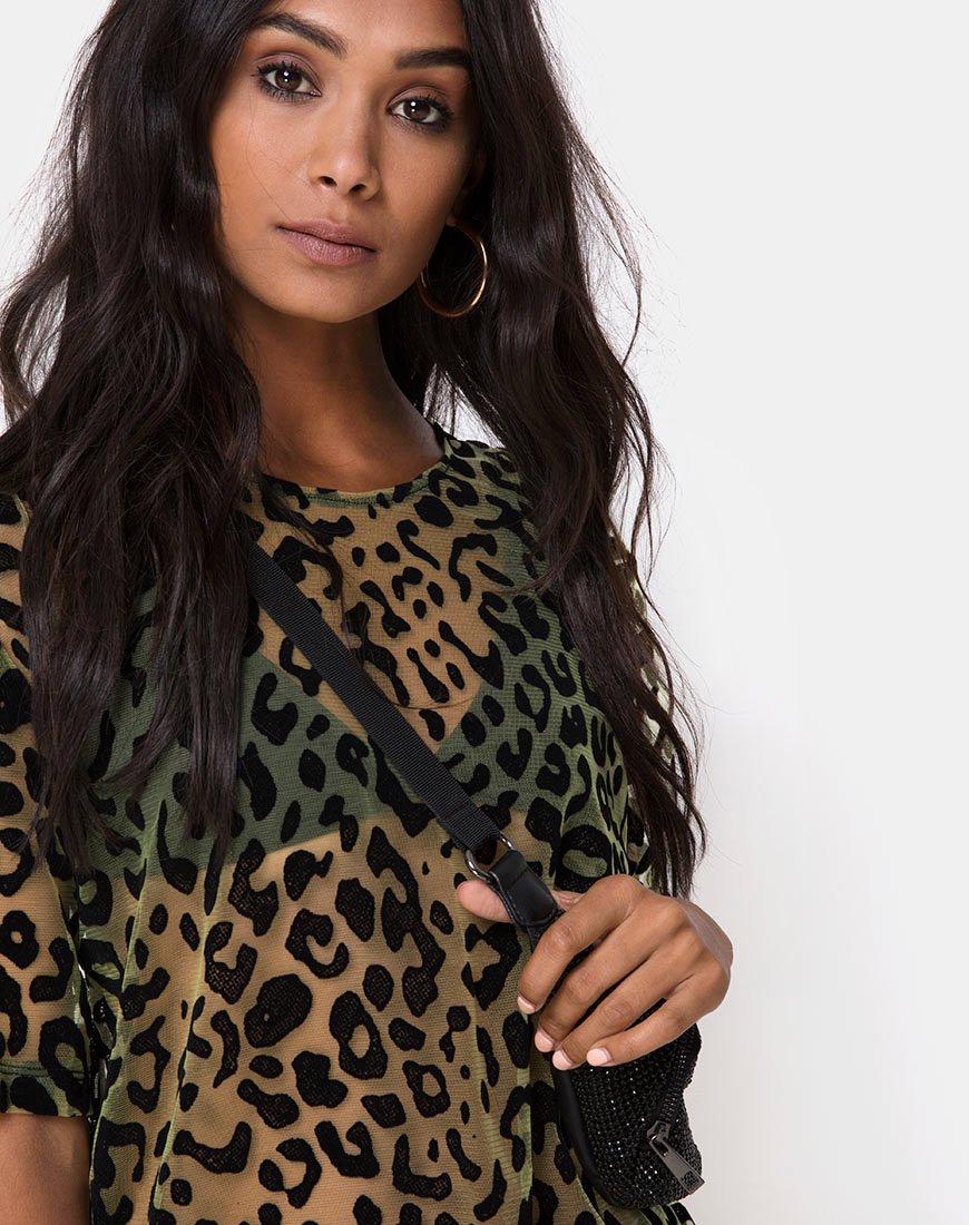 Imagen del vestido Harlow en flocado animal lima