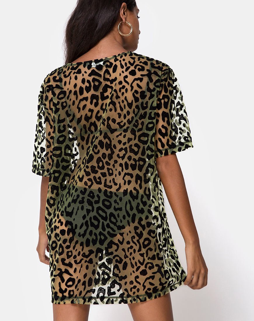 Imagen del vestido Harlow en flocado animal lima