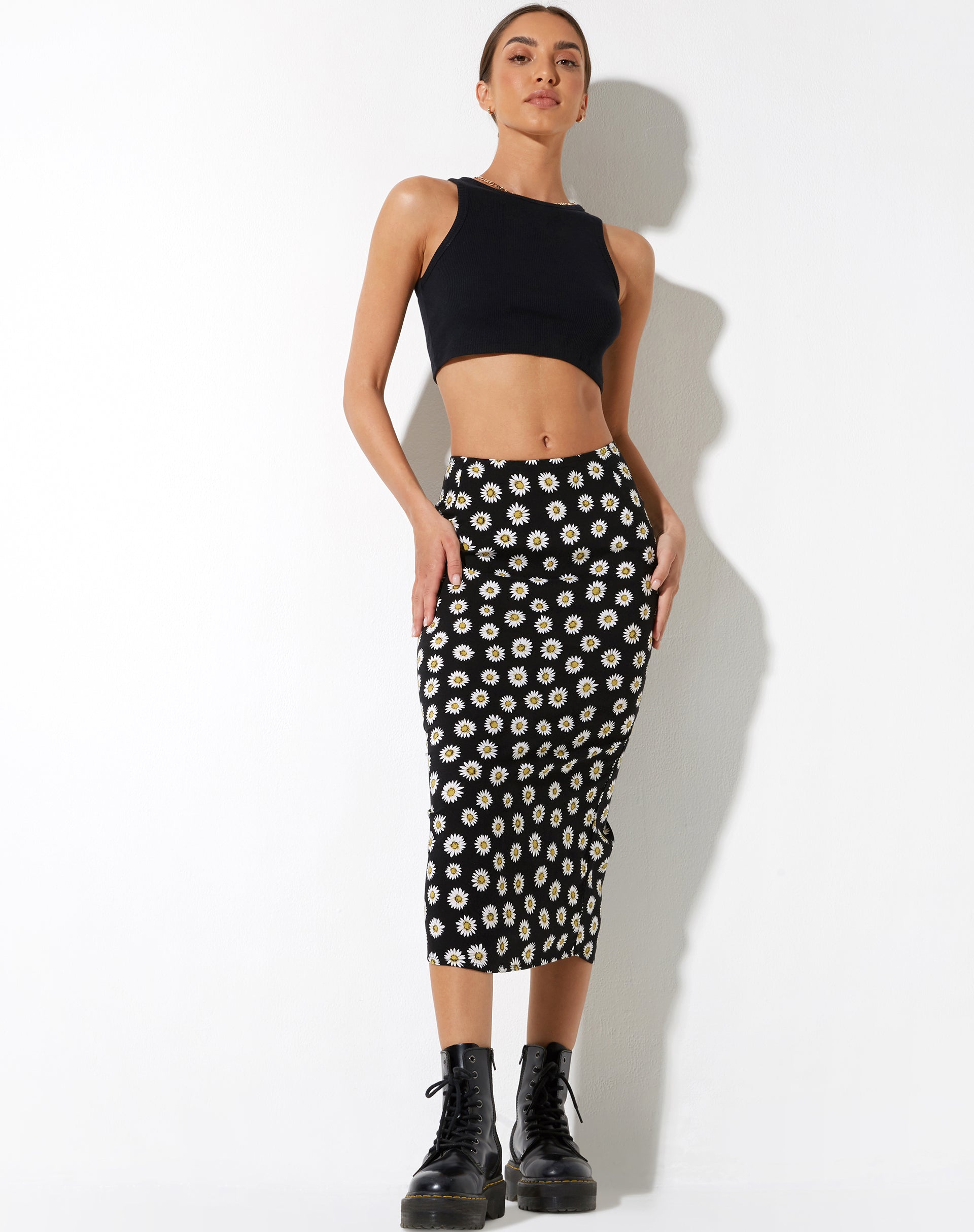 imagen de Harriet Midi Skirt en Grunge Daisy Negro