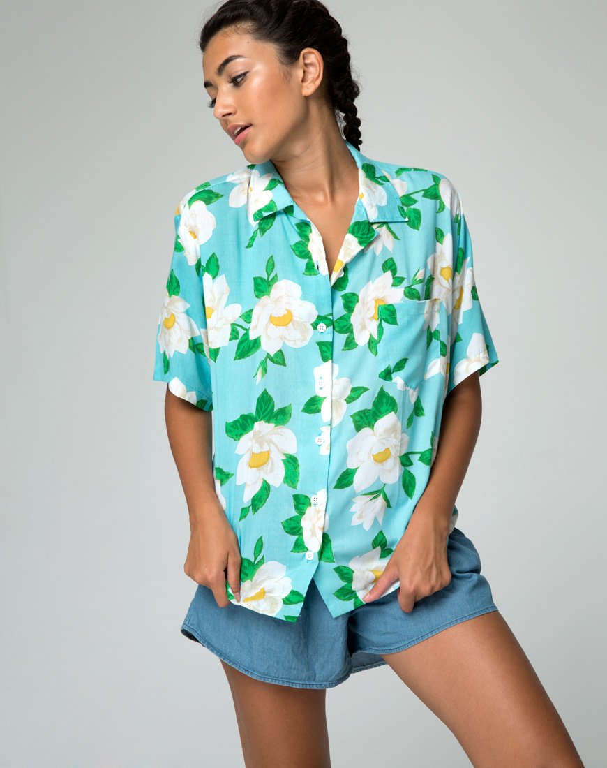 Camisa Hawaiana en Rosa Blanco