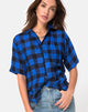 Imagen de la camisa Hawaiian Oversized en tartán azul