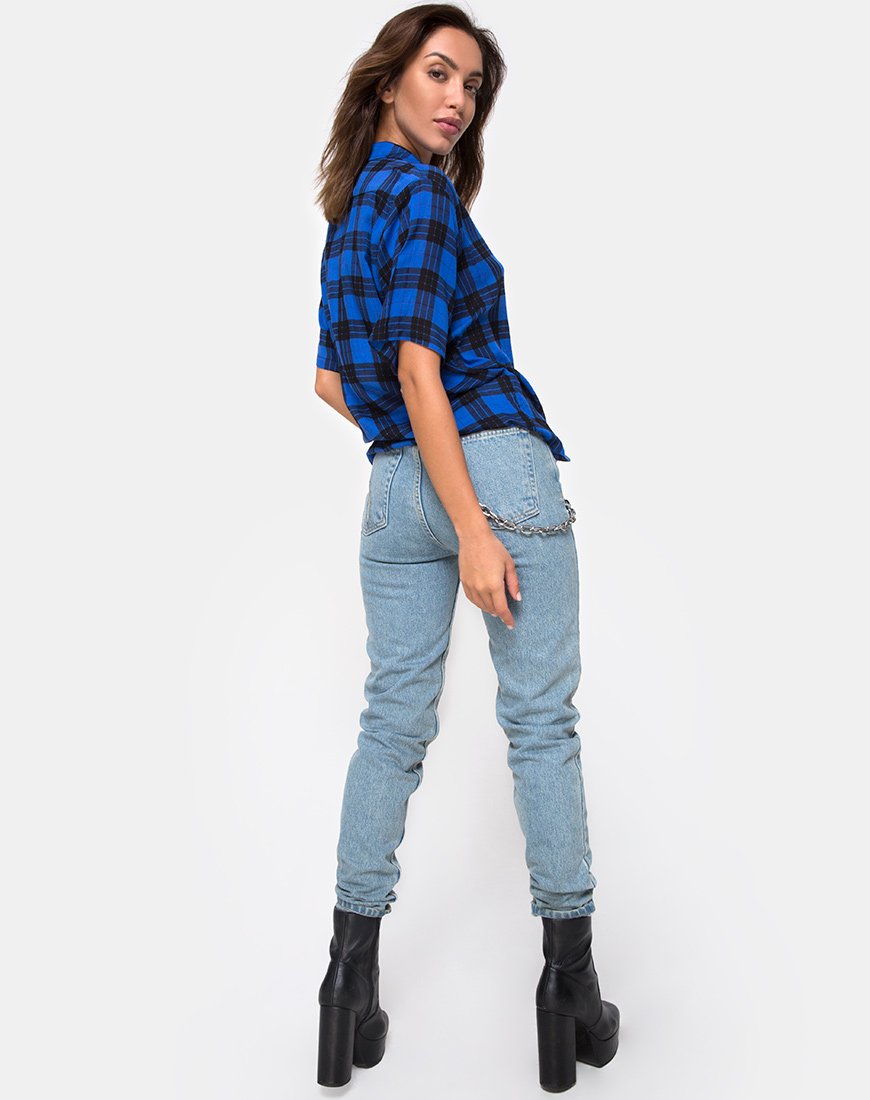 Imagen de la camisa Hawaiian Oversized en tartán azul
