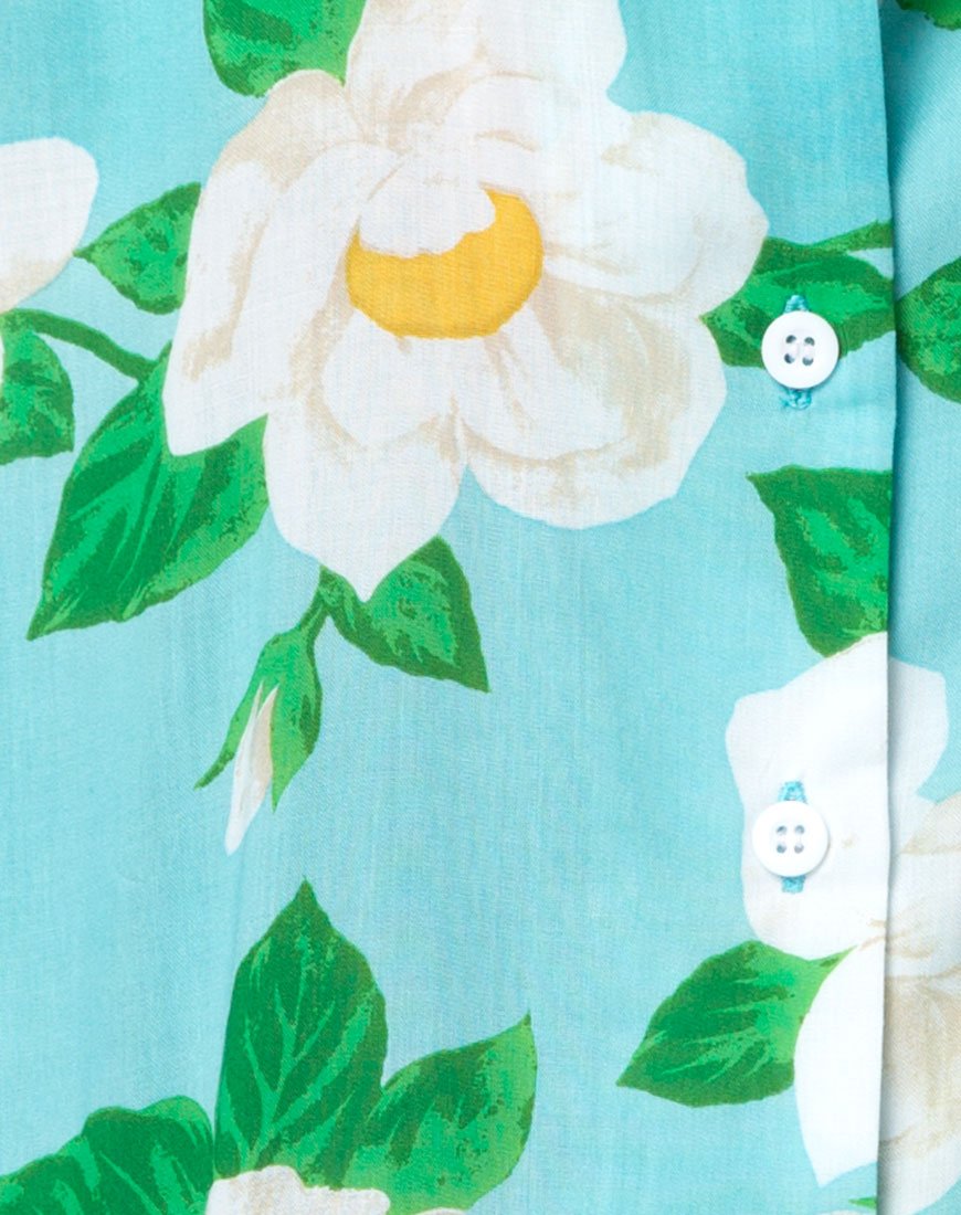 Imagen de la camisa hawaiana en rosa blanca