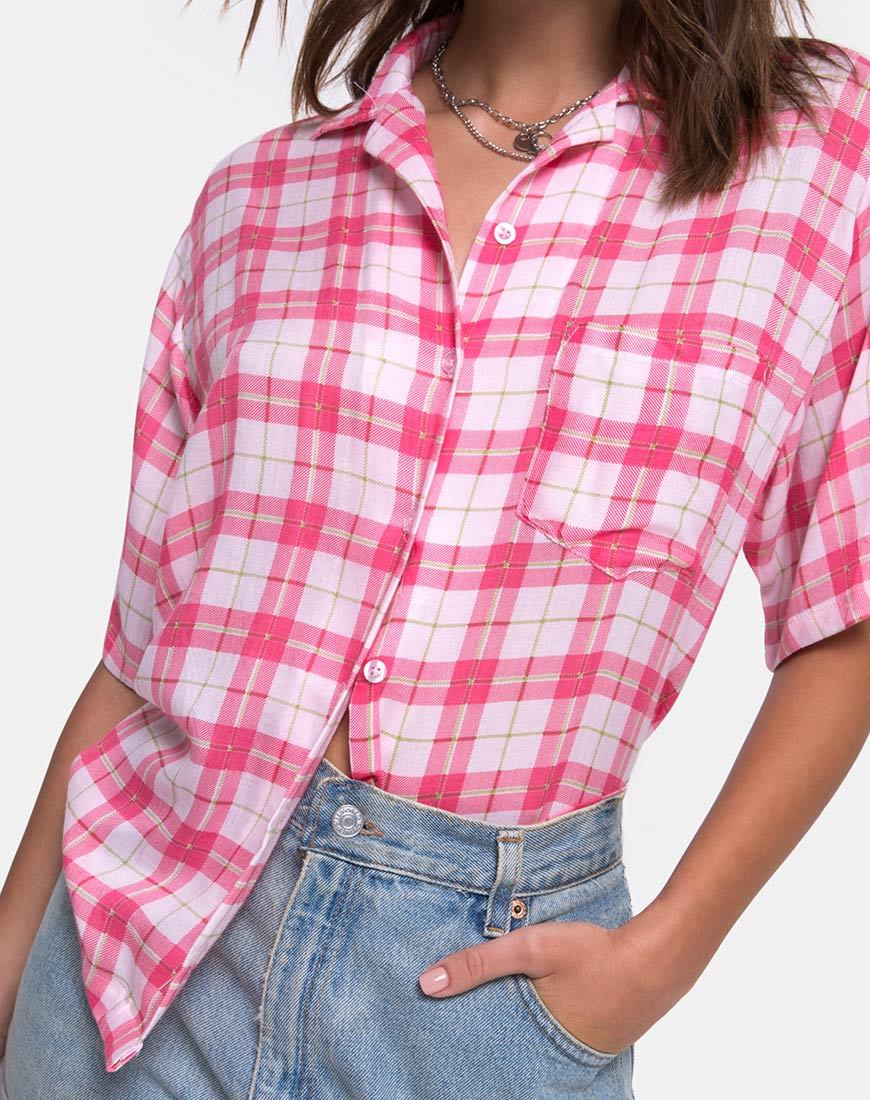 Imagen de la camisa hawaiana Picnic Check Pink
