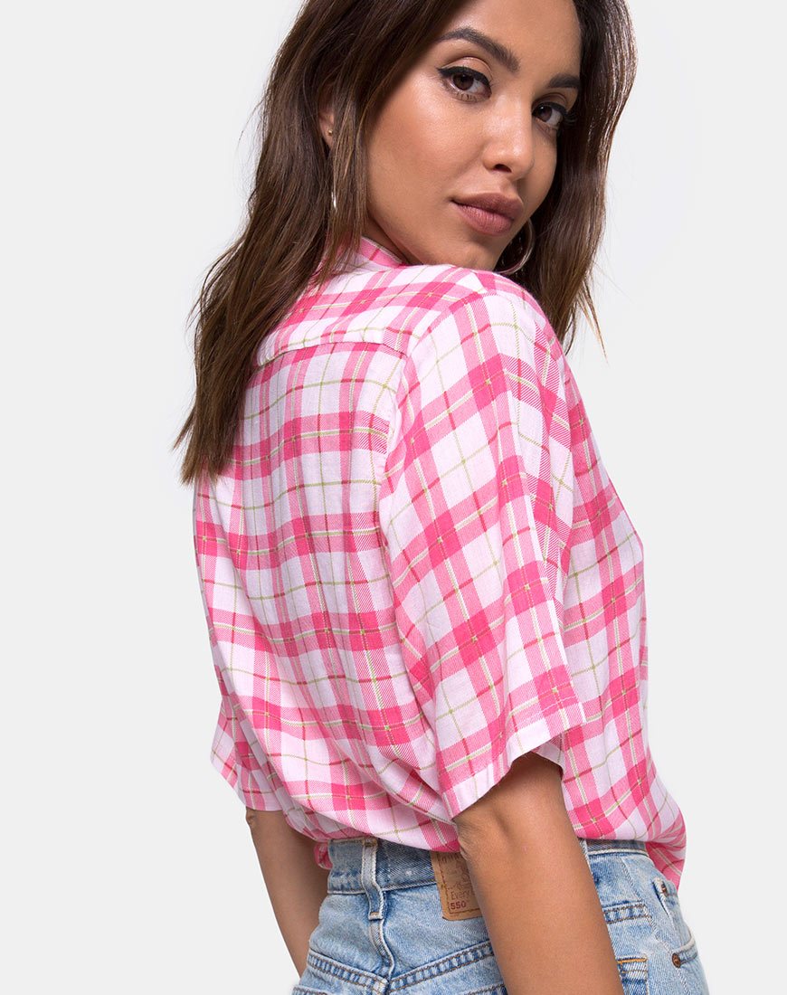 Imagen de la camisa hawaiana Picnic Check Pink