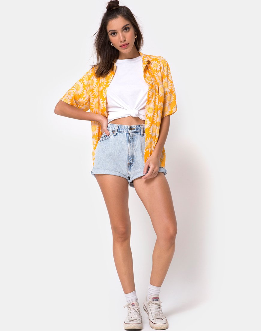 Imagen de la camisa hawaiana Sunkissed Yellow Floral
