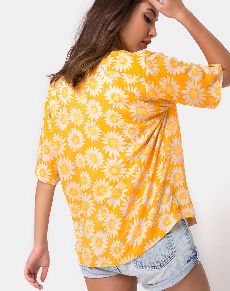 Camisa Hawaiana en Floral Amarillo Beso de Sol