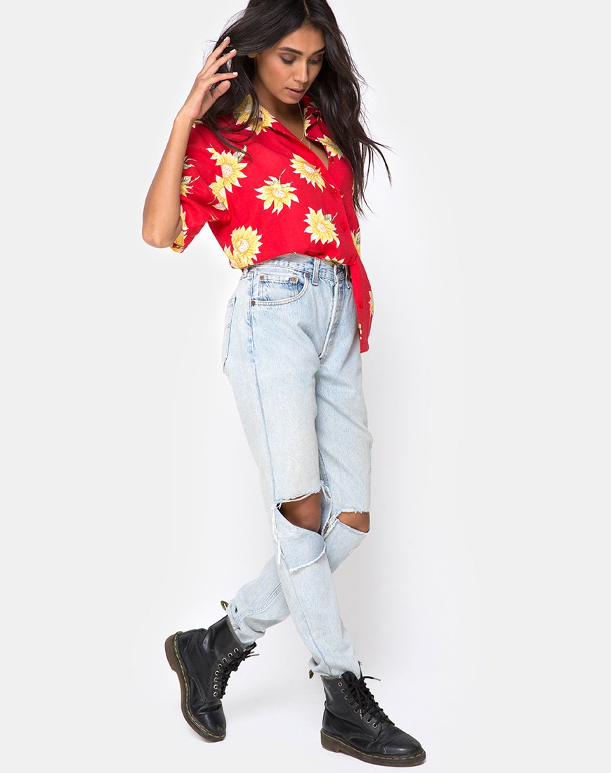 Imagen de Camisa hawaiana en días soleados Rojo