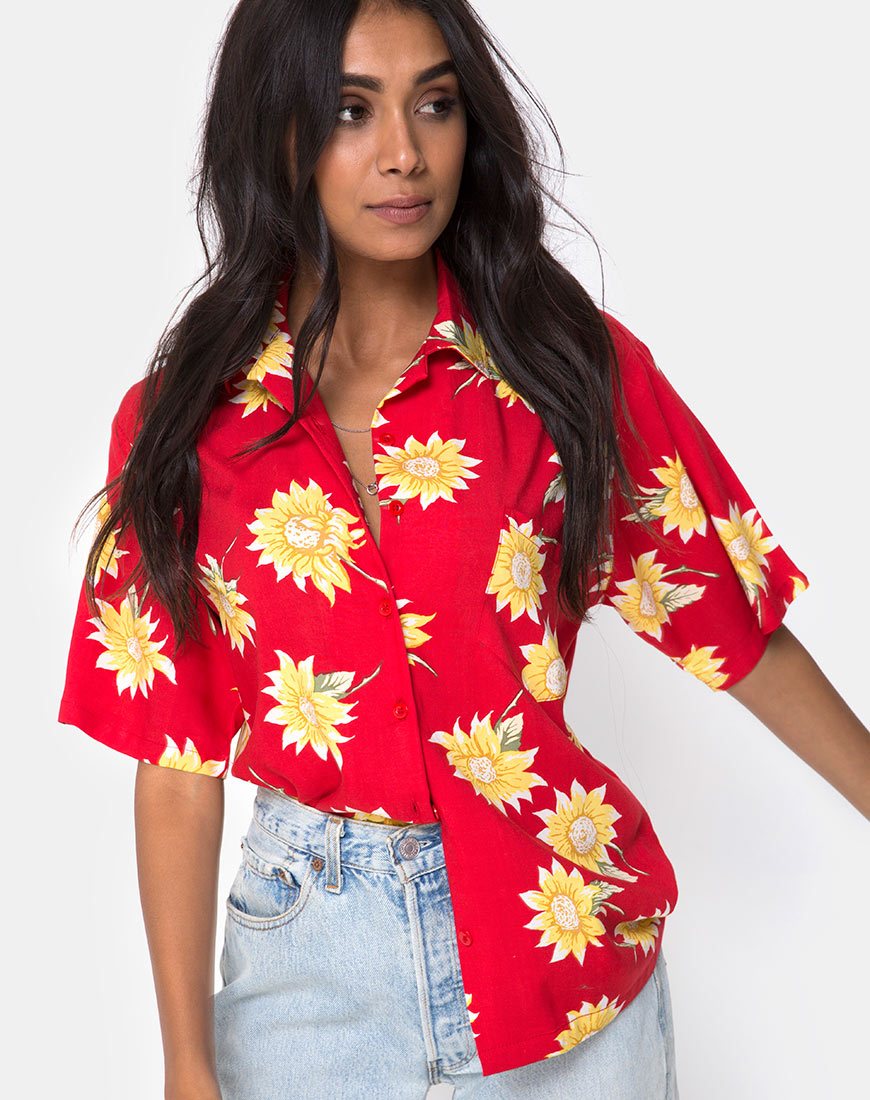 Camisa hawaiana en rojo Sunny Days