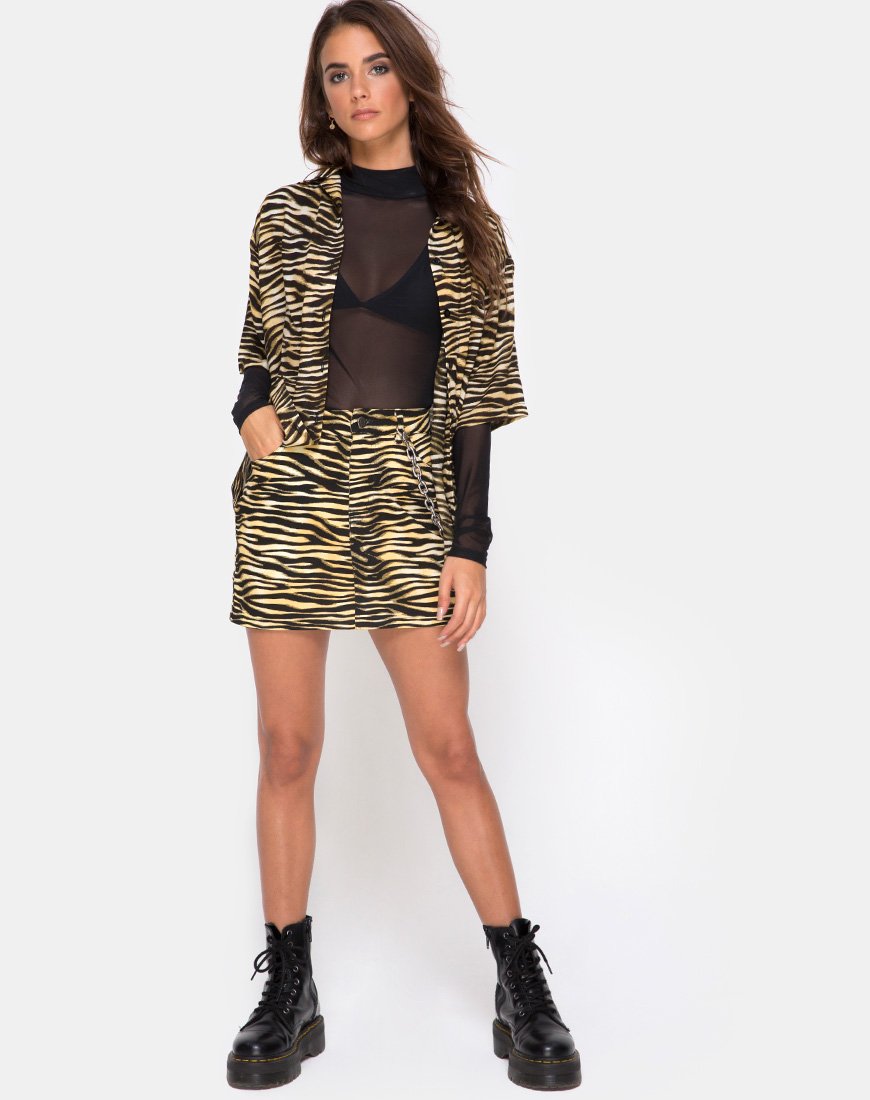 Imagen de la camisa hawaiana con cremalleras Zebra Marrón