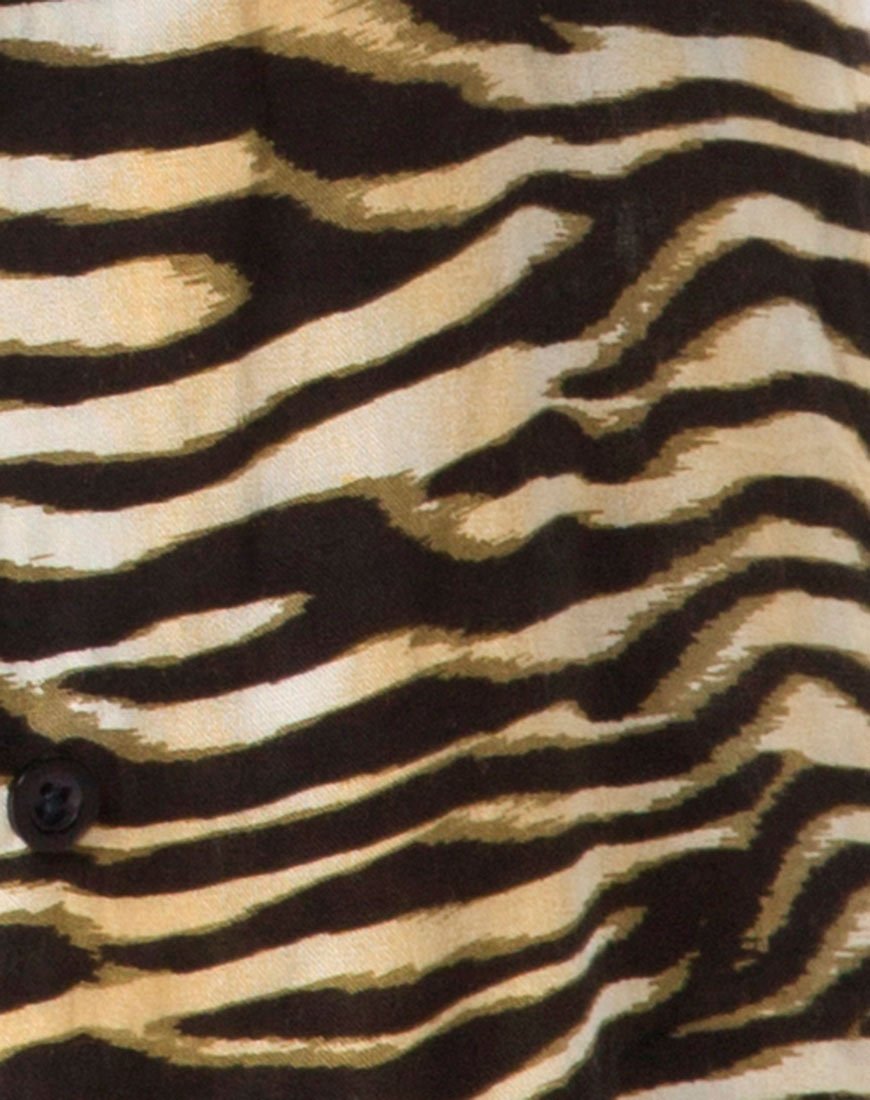 Imagen de la camisa hawaiana con cremalleras Zebra Marrón