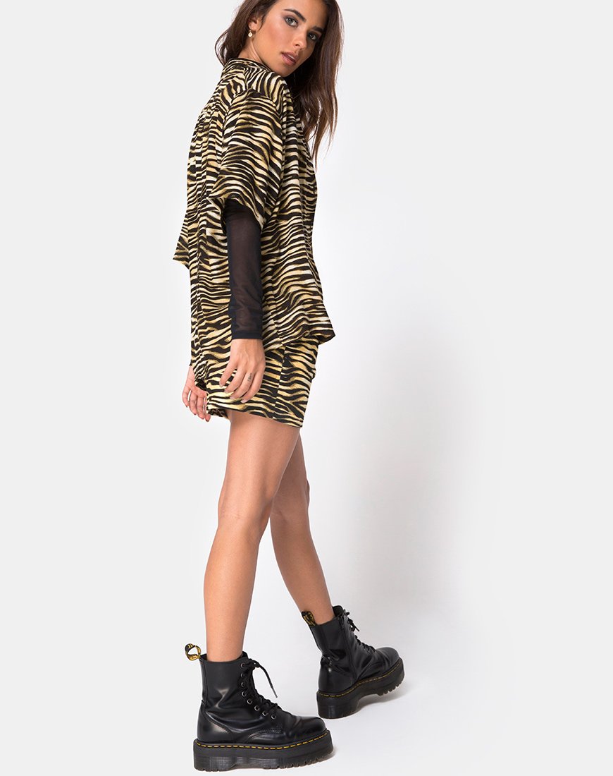 Imagen de la camisa hawaiana con cremalleras Zebra Marrón