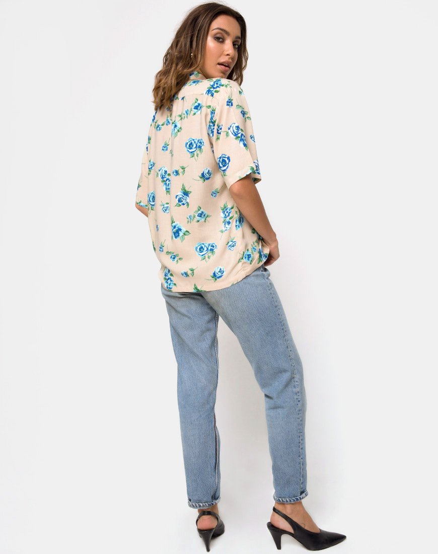Imagen de la camisa hawaiana Rose Blossom Blue