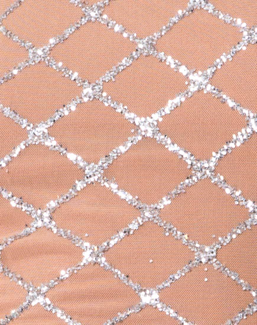 Imagen de Hedi Bodycon Dress in Cross Linked Glitter Net Tan