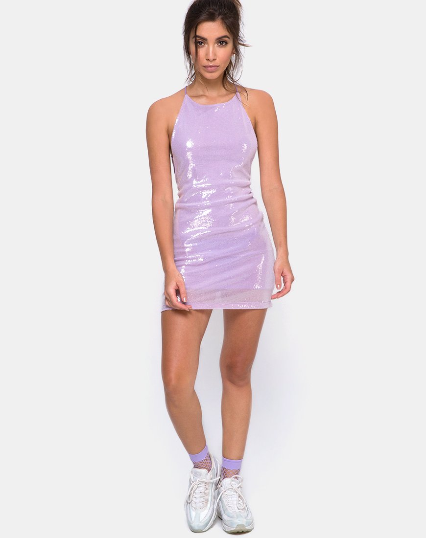 Imagen del vestido Hedi de mini lentejuelas mate lila