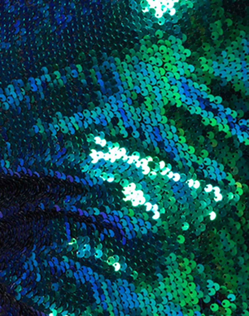 Imagen del vestido Hedi de lentejuelas verde irisado