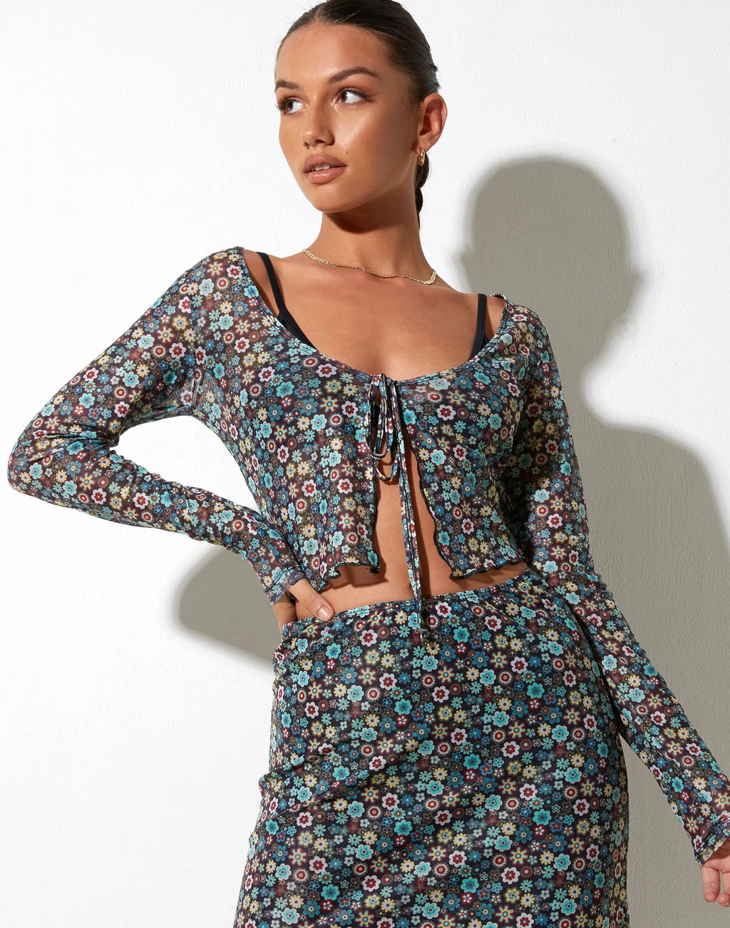Henry Cropped Cardi en Folk Floral