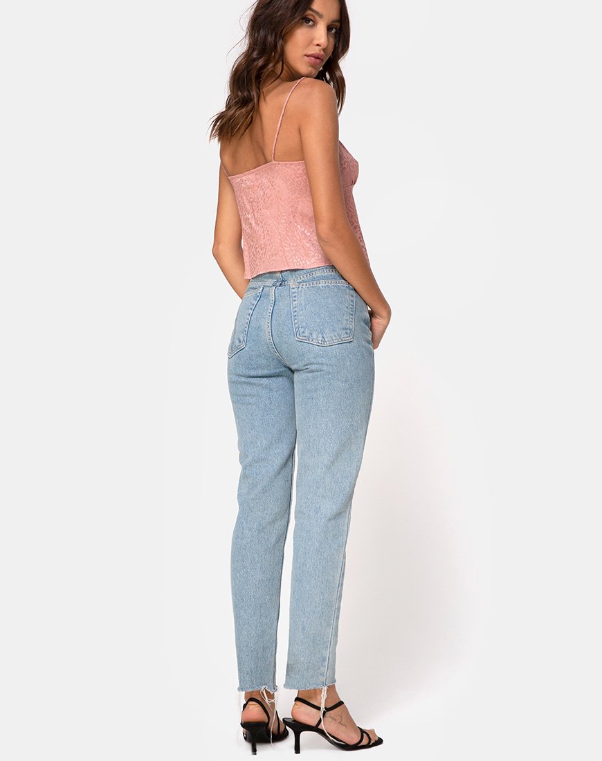 Imagen de Hera Crop Top en satén guepardo rosa empolvado