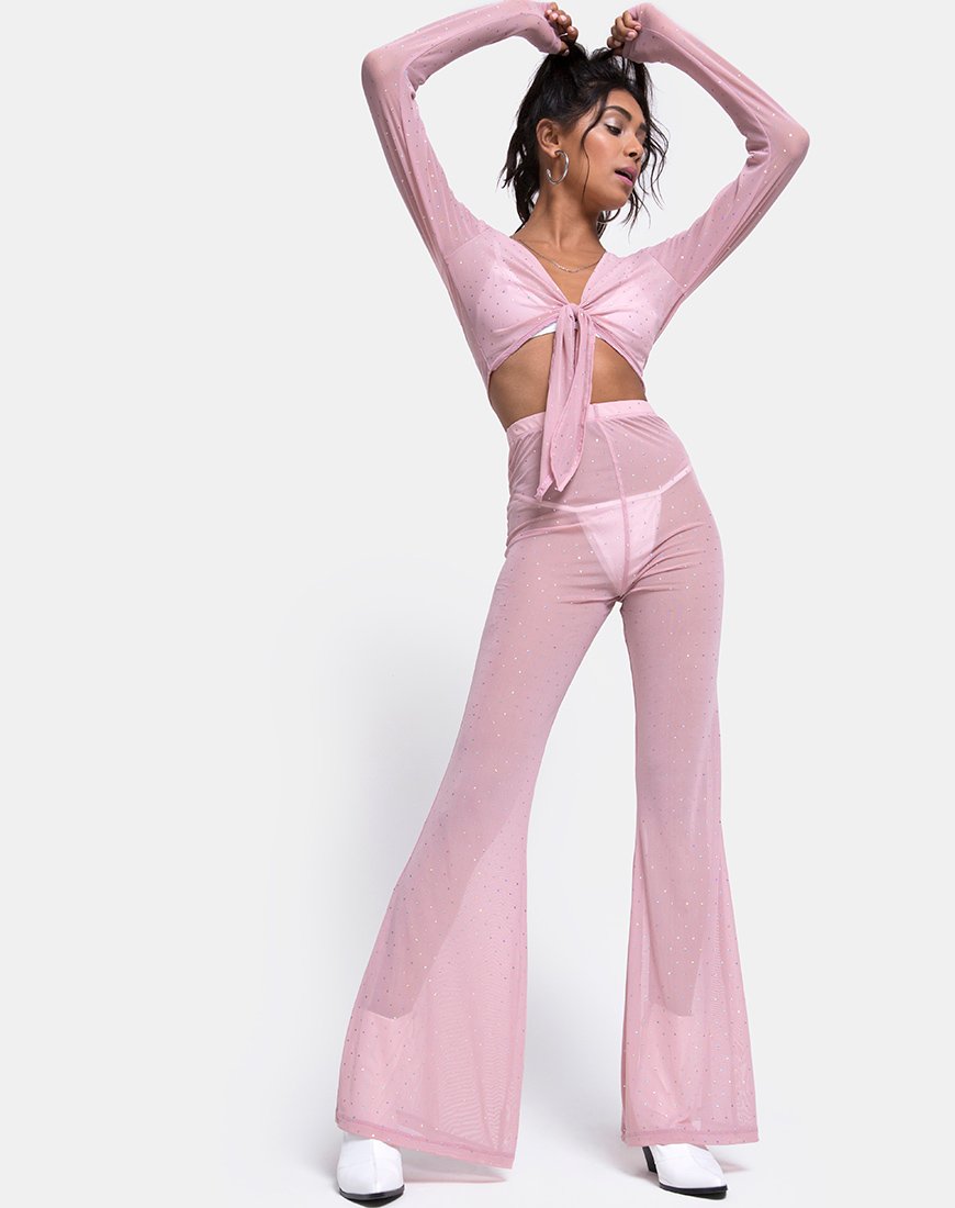 Pantalón Herlom Flare en Red Cristal Rosa