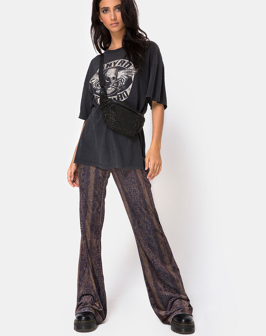 Imagen de Herlom Flare Trouser en terciopelo marrón serpiente