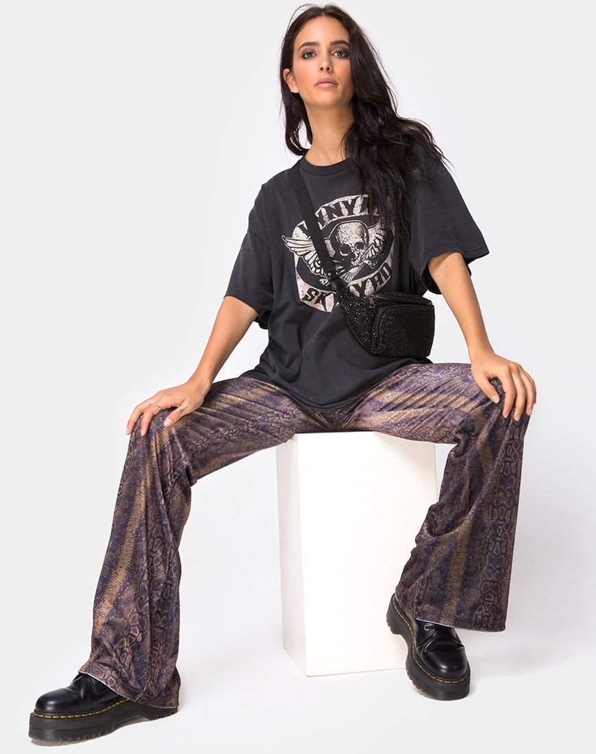 Pantalón Herlom Flare de terciopelo marrón serpiente
