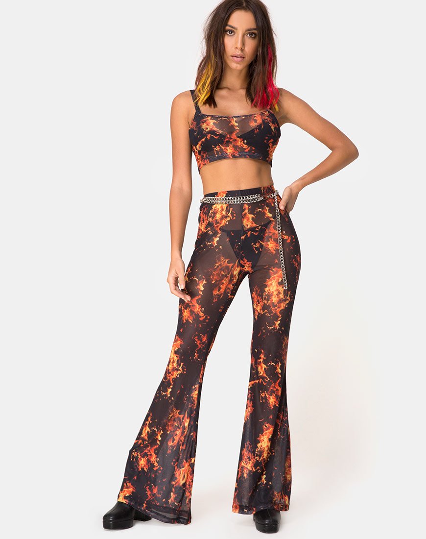 Imagen de Herlom Flare Trouser en malla fuego