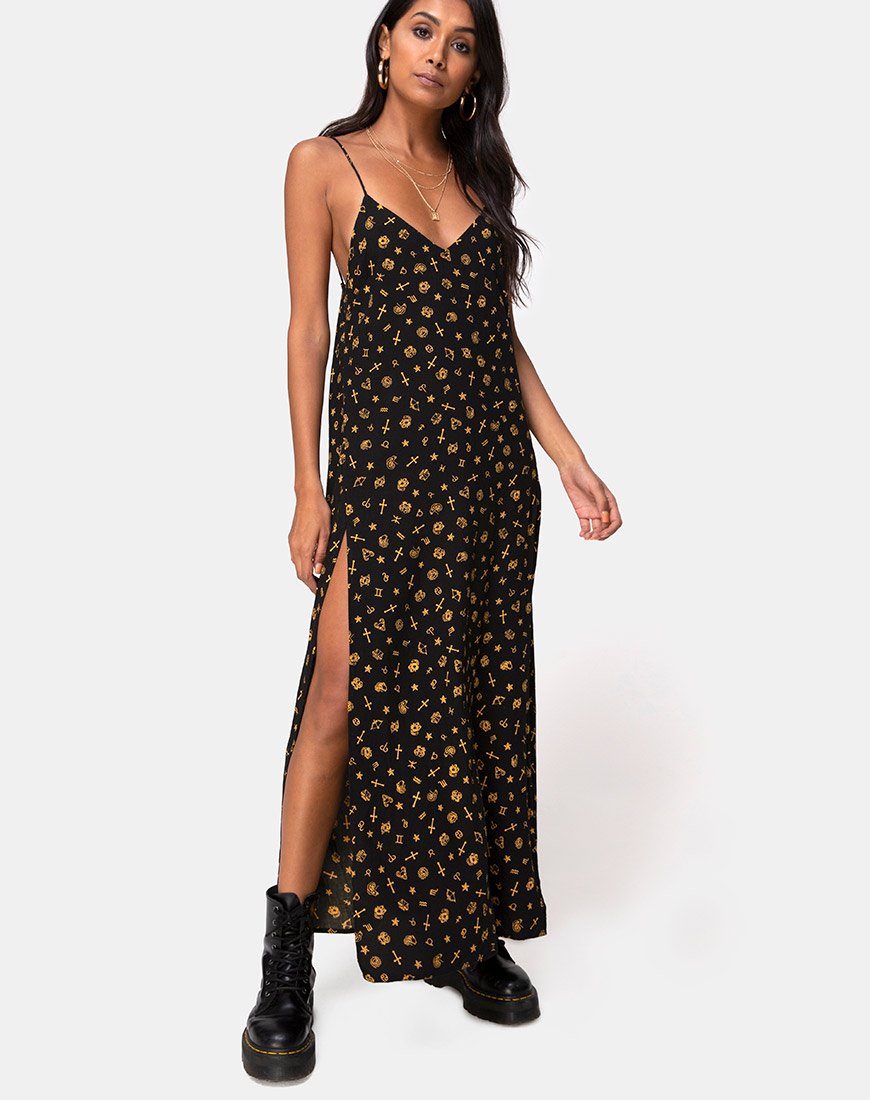 Maxi Vestido Hermina en Mini Astro Negro