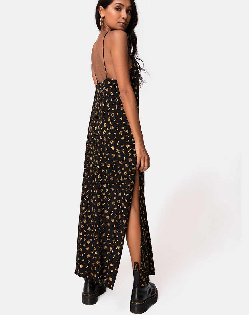 Maxi Vestido Hermina en Mini Astro Negro