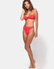 Imagen de Braguita de bikini de talle alto en rojo Baewatch texturizado