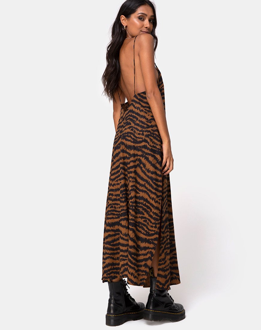 Imagen de Hime Maxi Dress in Animal Drip Brown
