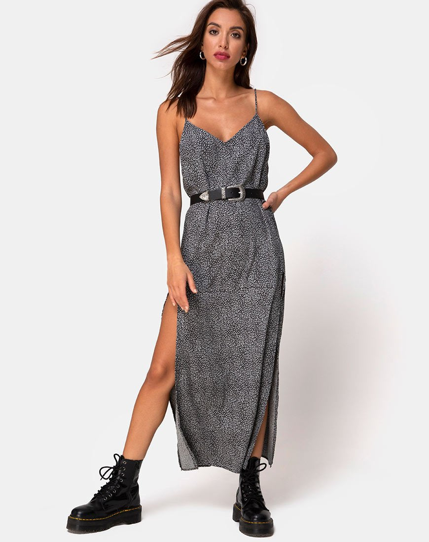 Maxi Vestido Hime en Leopardo Gris