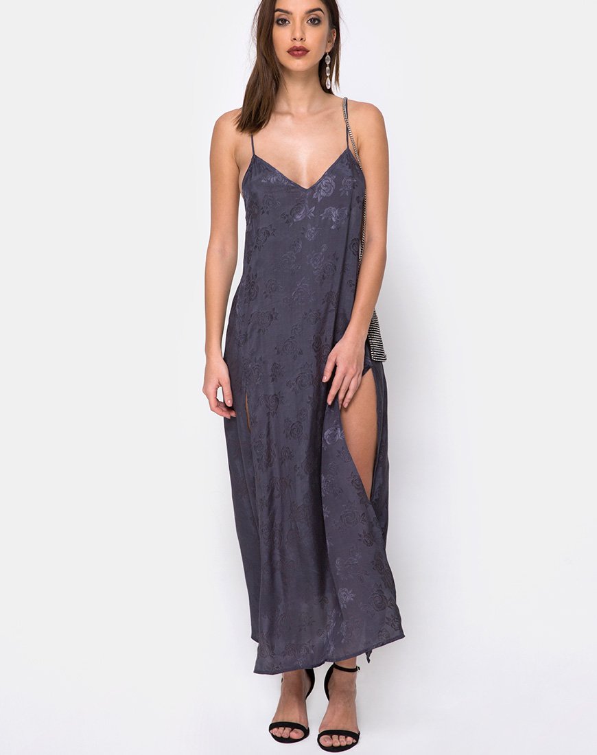 Imagen de Hime Maxi Dress in Satin Grey Rose