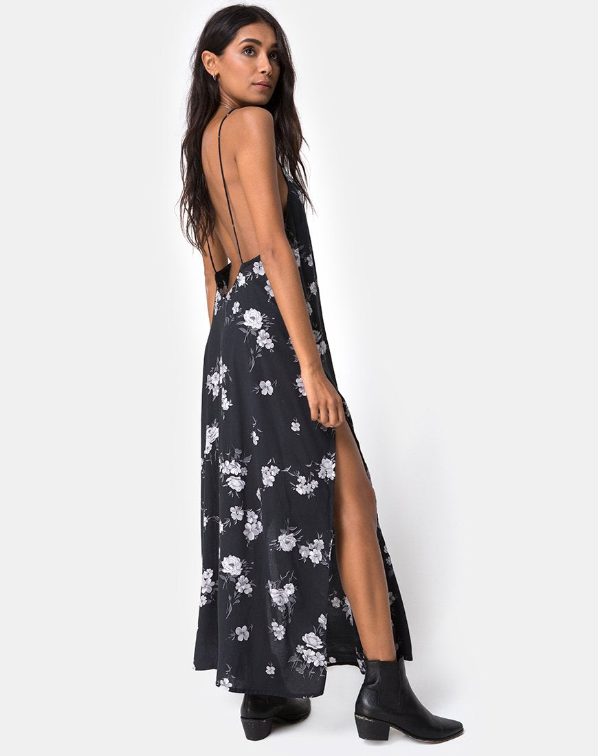 Imagen de Hime Maxi Dress in Mono Flower Negro