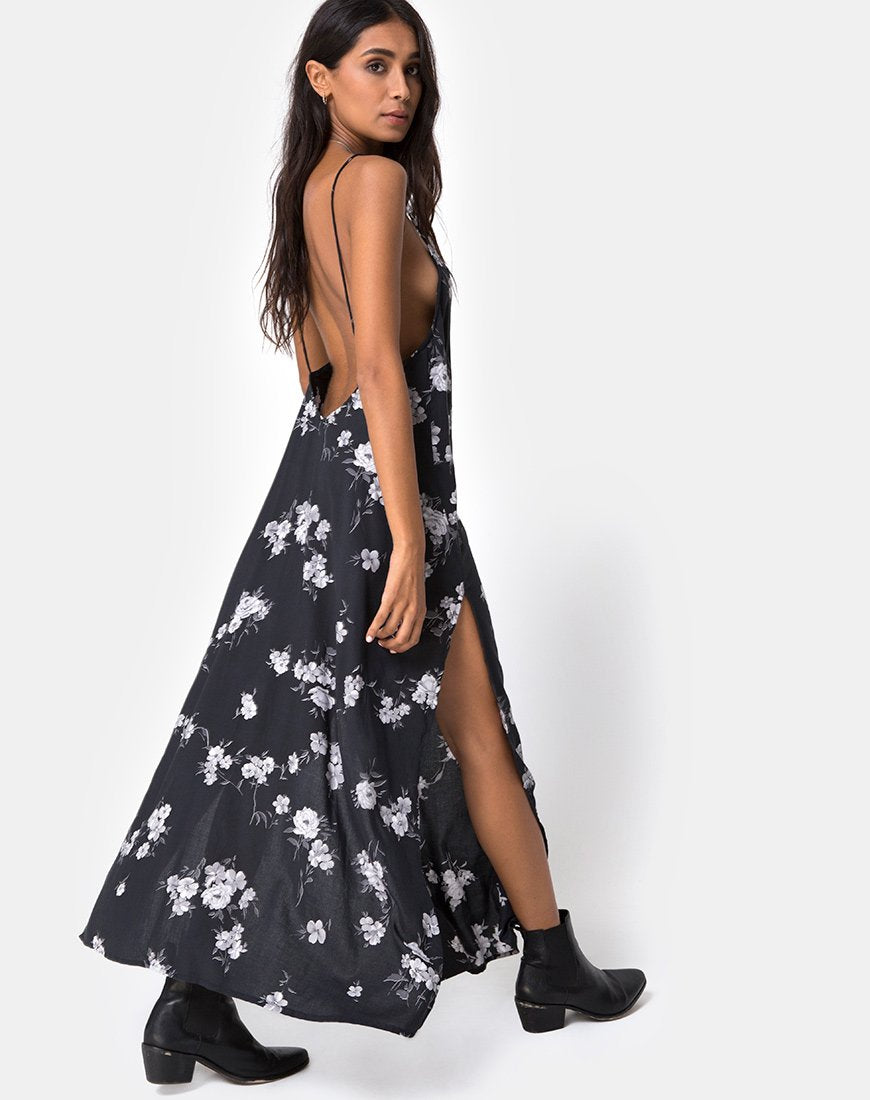 Imagen de Hime Maxi Dress in Mono Flower Negro