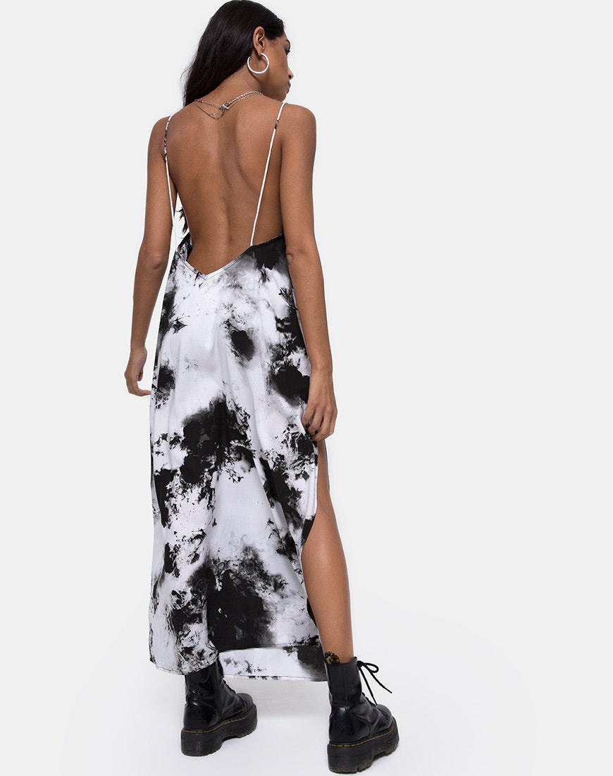 Imagen de Hime Maxi Dress in Mono Tie Dye Black and White