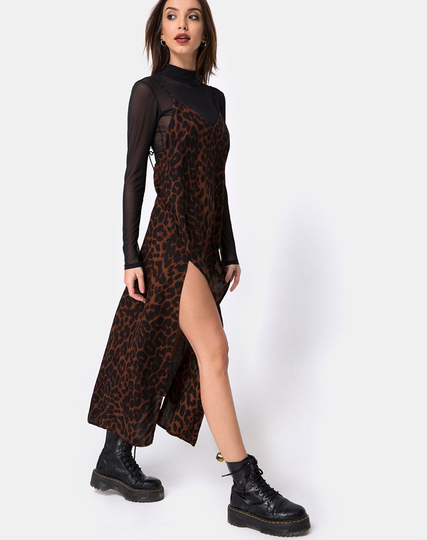 Maxi Vestido Hime en Jaguar Oversize Marrón