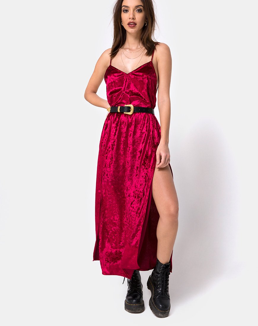 Imagen de Hime Maxi Dress in Burgundy Velvet