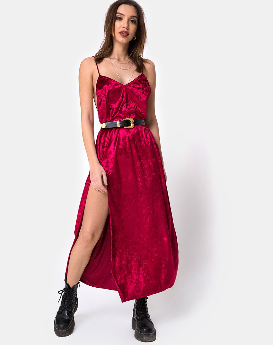 Maxivestido Hime de terciopelo burdeos