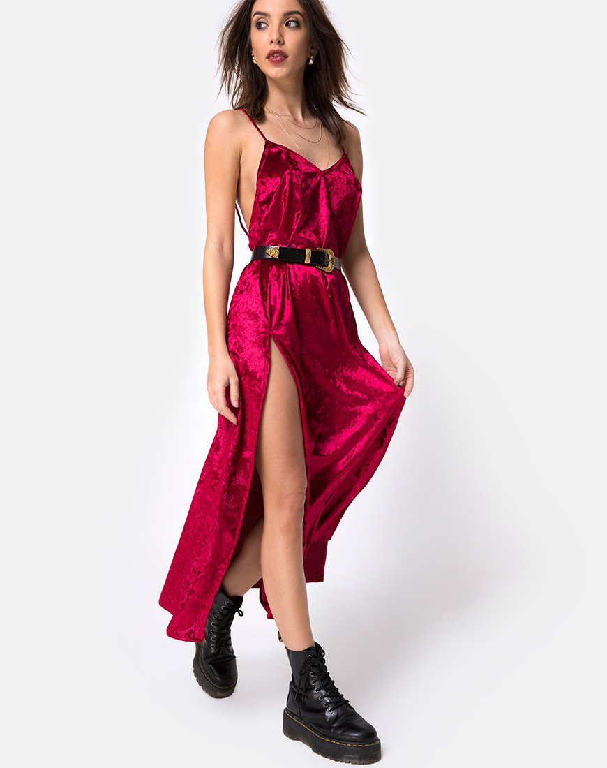 Imagen de Hime Maxi Dress in Burgundy Velvet
