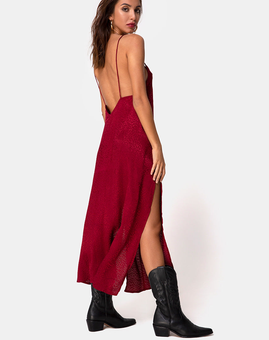 Imagen de Hime Maxi Dress in Satin Cheetah Frambuesa