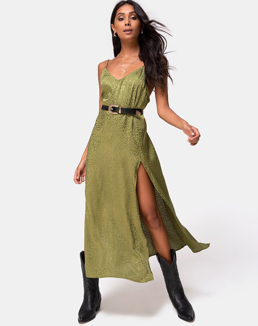 Vestido Hime en Satén Chita Caqui