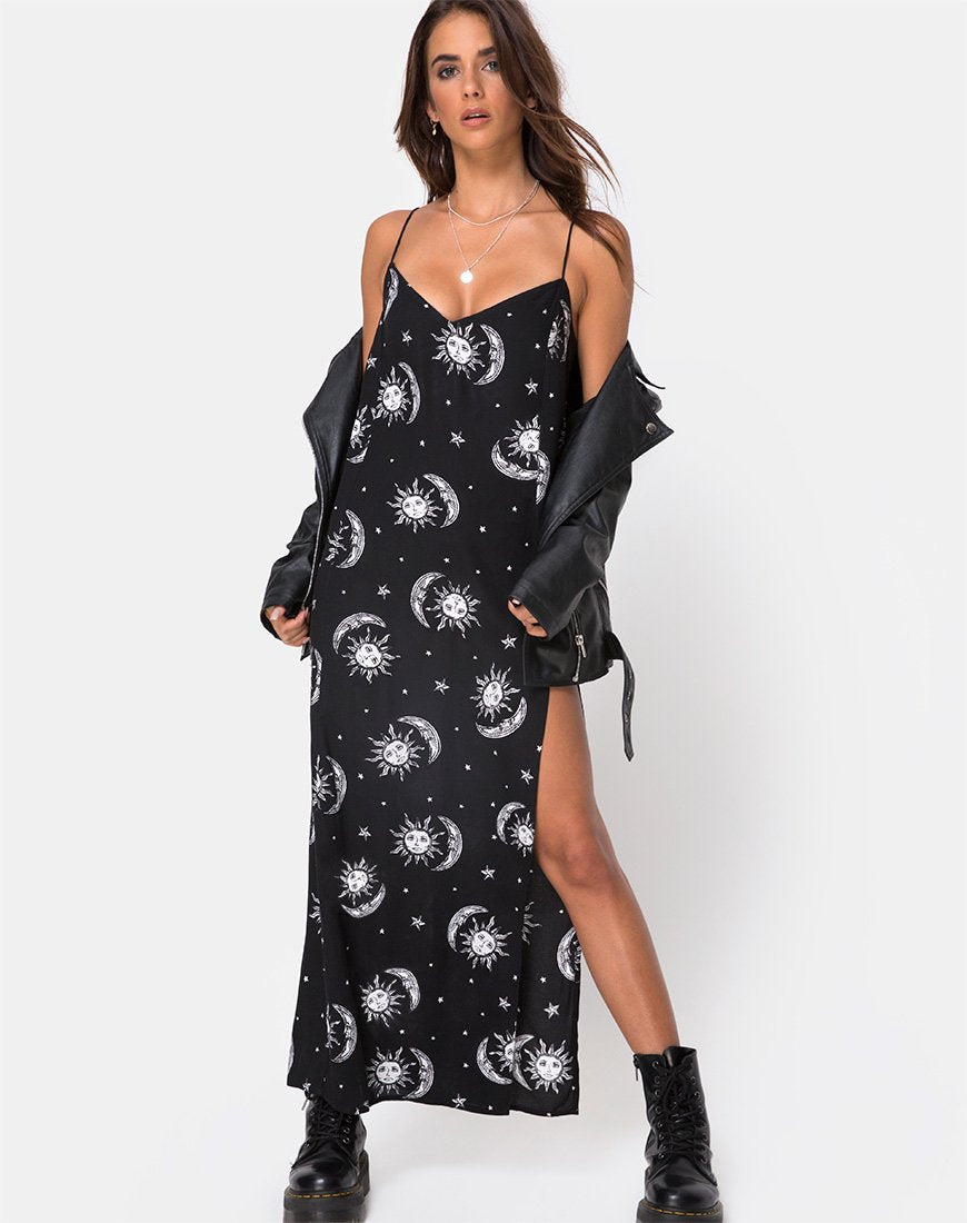 Imagen de Batis Maxi Dress in Sun Moon Stars BW